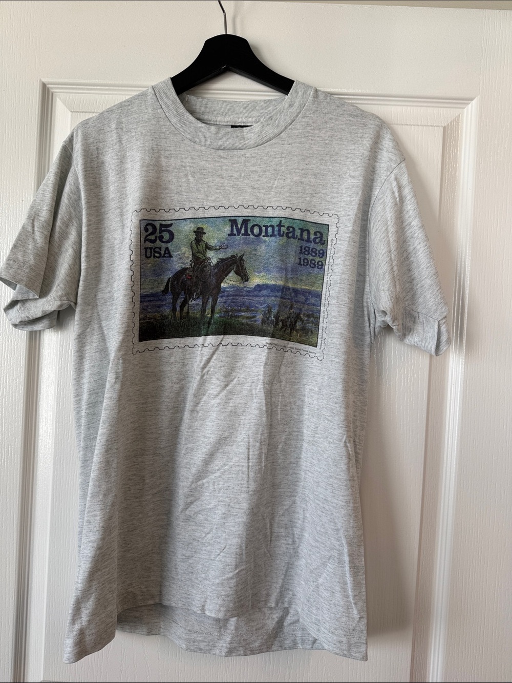 Screen Stars Light Gray Montana Stamp Graphic Tee